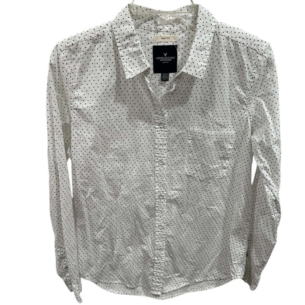 American Eagle Heart Pattern Button Up Top Size L‎